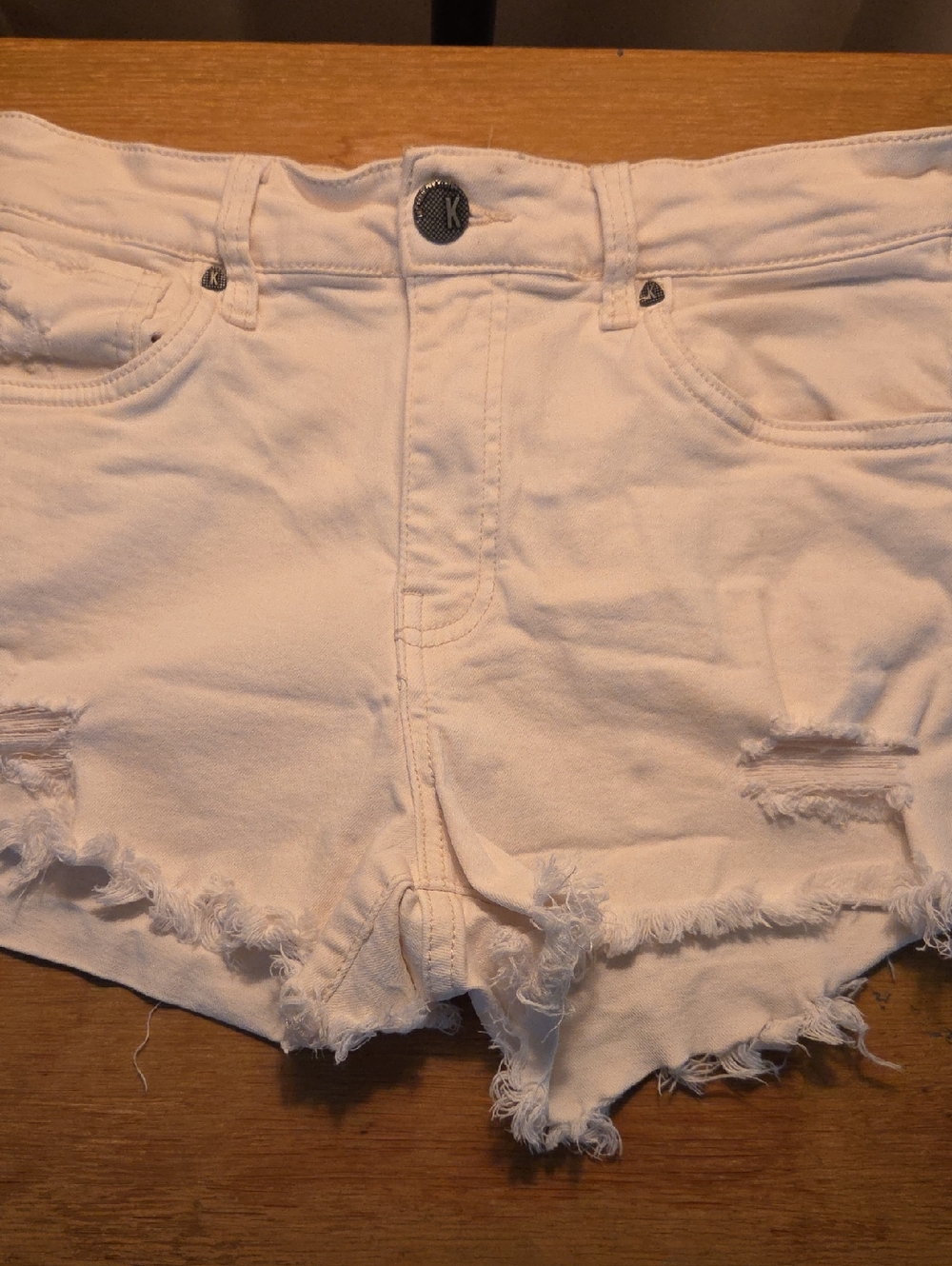 Kut from the Kloth White Distressed Frayed Hem Denim Shorts